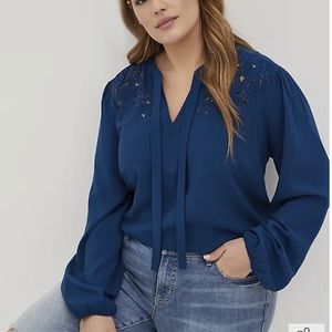 NWT Torrid Challis Blouse with Beaded Detail 2X